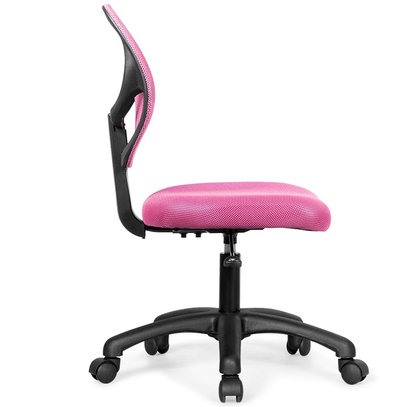 Costway Sponge Adjustable Height Low-Back Armless Computer Desk Chair in Pink