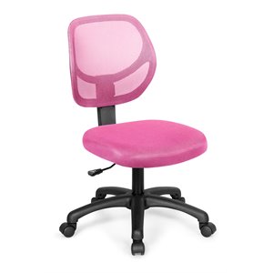 Costway Sponge Adjustable Height Low-Back Armless Computer Desk Chair in Pink