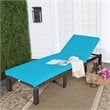 Costway Rattan & Steel Outdoor Lounge Chair with Removable Cushion in Turquoise