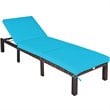 Costway Rattan & Steel Outdoor Lounge Chair with Removable Cushion in Turquoise