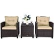 Costway 3-piece Rattan Patio Furniture Set with Back & Seat Cushion in Beige