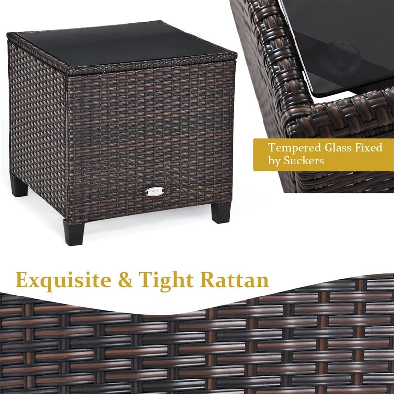 Costway 3-piece Rattan Patio Furniture Set with Back & Seat Cushion in Beige