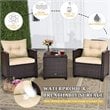 Costway 3-piece Rattan Patio Furniture Set with Back & Seat Cushion in Beige