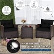 Costway 3-piece Rattan Patio Furniture Set with Back & Seat Cushion in Black