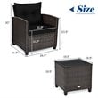 Costway 3-piece Rattan Patio Furniture Set with Back & Seat Cushion in Black