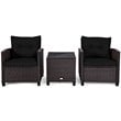 Costway 3-piece Rattan Patio Furniture Set with Back & Seat Cushion in Black