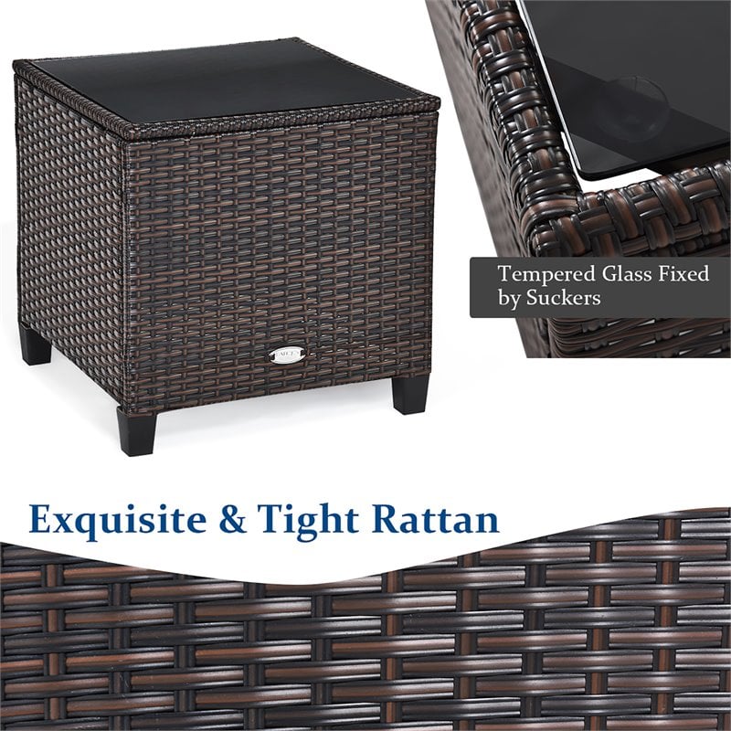 Costway 3-piece Rattan Patio Furniture Set with Back & Seat Cushion in Black
