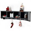 Costway Contemporary P2 MDF Wall Mounted Storage Cabinets with 5 Hooks in Black
