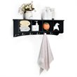 Costway Contemporary P2 MDF Wall Mounted Storage Cabinets with 5 Hooks in Black