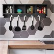 Costway Contemporary P2 MDF Wall Mounted Storage Cabinets with 5 Hooks in Black