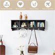 Costway Contemporary P2 MDF Wall Mounted Storage Cabinets with 5 Hooks in Black
