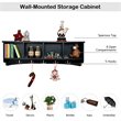 Costway Contemporary P2 MDF Wall Mounted Storage Cabinets with 5 Hooks in Black