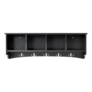costway contemporary p2 mdf wall mounted storage cabinets with 5 hooks in black