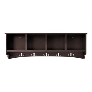 costway contemporary p2 mdf wall mounted storage cabinets with 5 hooks in brown