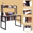 Costway Contemporary MDF and Iron Computer Desk with Hutch Bookshelf in Walnut