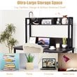 Costway Contemporary MDF and Iron Computer Desk with Hutch Bookshelf in Brown