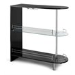 Costway Metal and MDF Bar Table with Tempered Glass Shelf in Black