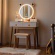 Costway MDF Vanity Dressing Table Set with Bluetooth Speakers in White/Gold
