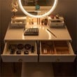 Costway MDF Vanity Dressing Table Set with Bluetooth Speakers in White/Gold
