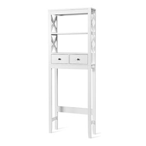Costway Engineered Wood Over The Toilet Space Saver with 2 Drawers in White