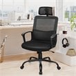 Costway Contemporary PU Mesh Swivel Office Chair with High Back in Black