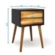 Costway Contemporary Solid Wood Nightstand with 2 Sliding Drawers in Black