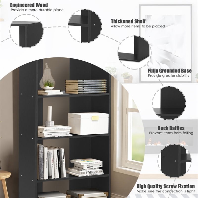 Costway 4-Tier Engineered Wood Multipurpose Bookcase with Open Shelves in Black
