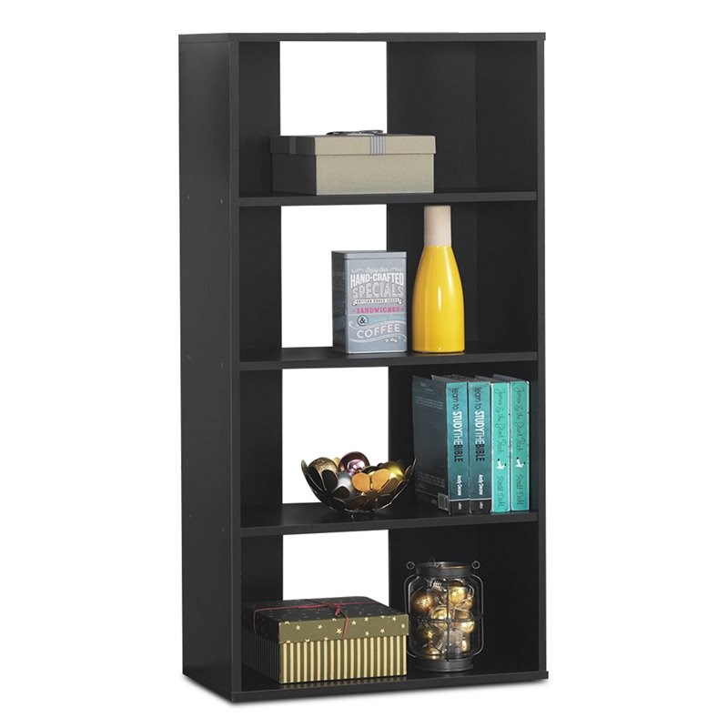 Costway 4-Tier Engineered Wood Multipurpose Bookcase with Open Shelves in Black