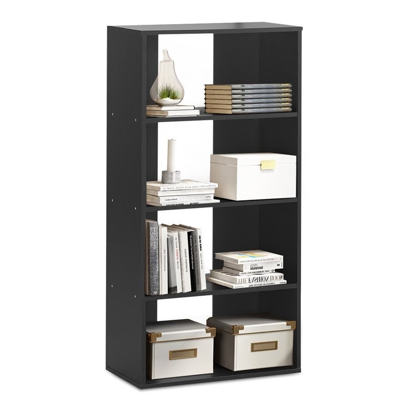 Costway 4-Tier Engineered Wood Multipurpose Bookcase with Open Shelves in Black