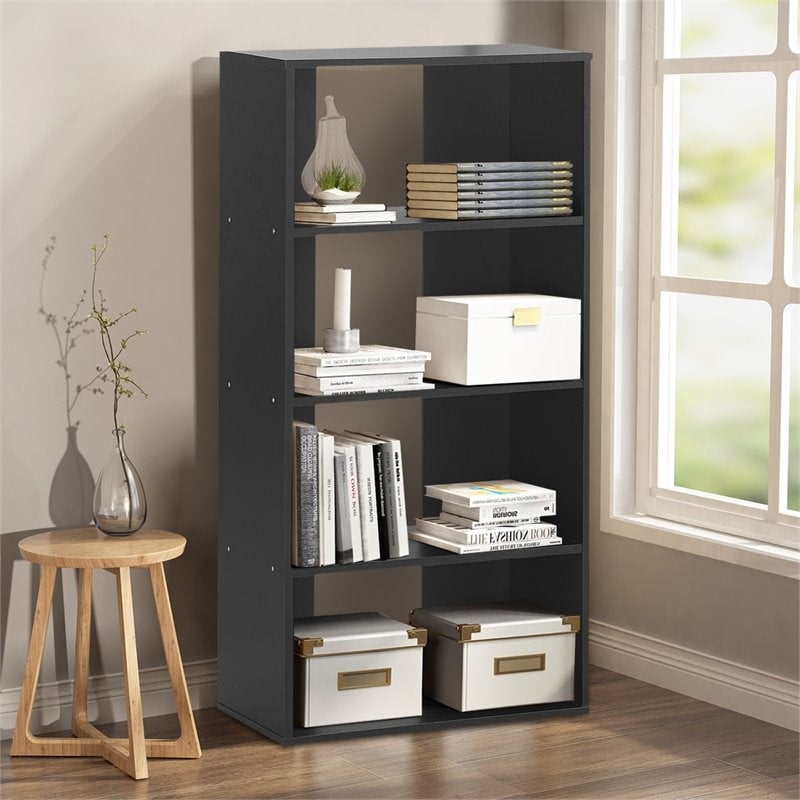Costway 4-Tier Engineered Wood Multipurpose Bookcase with Open Shelves in Black