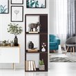 Costway 3-Tier Engineered Wood Bookcase with Open Shelves in Dark Brown