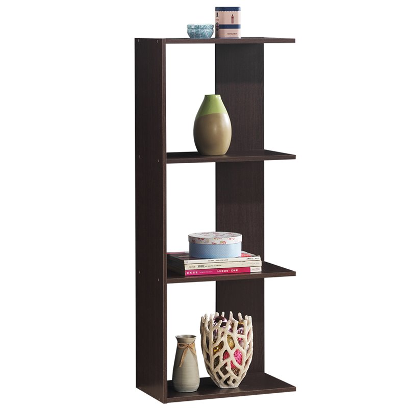 Costway 3-Tier Engineered Wood Bookcase with Open Shelves in Dark Brown