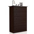 Costway 5-drawer Contemporary PB Board and MDF Chest w/ Multi Layers in Espresso