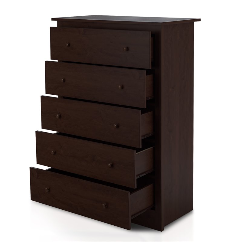 Costway 5-drawer Contemporary PB Board and MDF Chest w/ Multi Layers in Espresso
