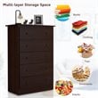Costway 5-drawer Contemporary PB Board and MDF Chest w/ Multi Layers in Espresso