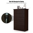 Costway 5-drawer Contemporary PB Board and MDF Chest w/ Multi Layers in Espresso