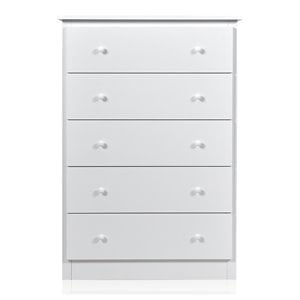 Costway 5-drawer Contemporary PB Board and MDF Chest w/ Multi Layers in White
