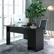 Costway L-Shaped Particle Board Corner Computer Desk with Drawers in Black