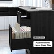 Costway L-Shaped Particle Board Corner Computer Desk with Drawers in Black