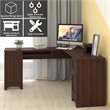 Costway L-Shaped Particle Board Corner Computer Desk with Drawers in Brown