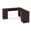 Costway L-Shaped Particle Board Corner Computer Desk with Drawers in Brown