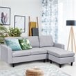 Costway L-Shaped Wood Sponge and Plastic Convertible Sectional Sofa in Gray