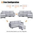 Costway L-Shaped Wood Sponge and Plastic Convertible Sectional Sofa in Gray