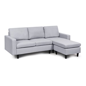Costway L-Shaped Wood Sponge and Plastic Convertible Sectional Sofa in Gray