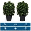 Costway PP and PE Artificial Boxwood Topiary Ball Tree in Green (Set of 2)