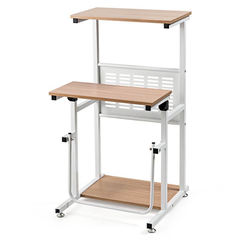 Costway Contemporary Engineered Wood Adjustable Computer Desk in Oak