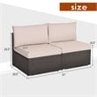 Costway 2-piece Rattan Patio Armless Sofa Furniture Set with Cushion in Brown