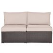 Costway 2-piece Rattan Patio Armless Sofa Furniture Set with Cushion in Brown