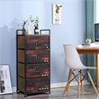 Costway 4-drawer Steel and MDF Dresser Storage Tower in Brown and Black