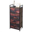 Costway 4-drawer Steel and MDF Dresser Storage Tower in Brown and Black